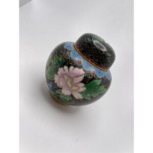 Ginger Jar cloisonné metal small black floral